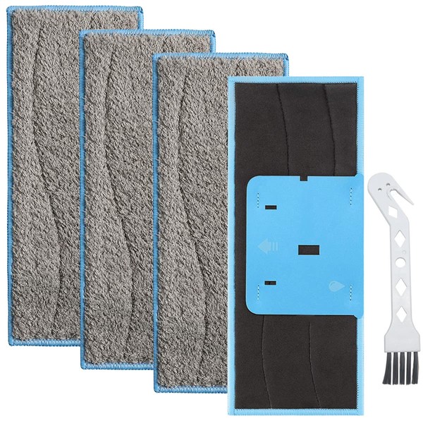 QAQGEAR Washable Wet Mopping Pads for Braava Jet M6 (6110) (6012) (6112) M Series Robot Mop, Reusable Wet Pads with Cleaning brush (4 Pack)
