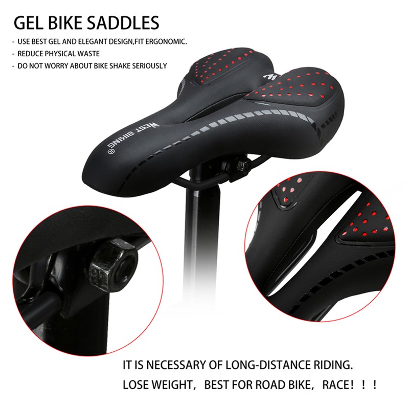 Bicycle Saddle Breathable PU Leather Hollow Cushion Comfortable Road Bike