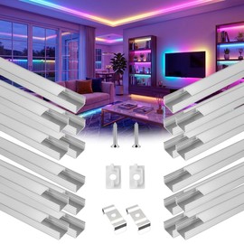 VOEWT 20Pack 3.3FT/1M LED Aluminum Channel U Shape with Milky White Cover Lens for 8/10/12mm LED Strip Lights,LED Diffuser Channel Even Glow for Living Room,Stairs,Kitchen,Cabinet