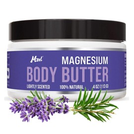 Pure Magnesium Body Butter for Women with Mango, Shea, Grapeseed, Ultra Moisturizing & Muscle Relaxing Cream for All Skin,100% Natural, Lightly Scented, 4 oz