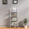 Unbranded US White Bamboo Ladder Shelf Bookcase Living Room Rustic