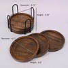 SAMHITA Mango Wood Coasters for Drinks with Iron Holder Stand