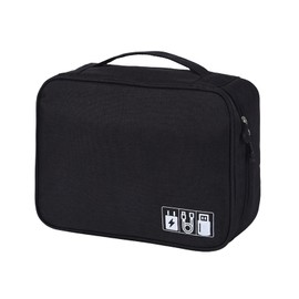 Valexbia Electronic Accessories Organizer, Portable Travel Cable Storage Bag Tech Pouch with Adjustable Compartments Water-Resistant Handbag for Smart Device Cords Chargers Hard Drives Gadgets