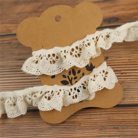 ZNZAKKA Elastic Lace Trim - Frilly Scallop Edge Crocheted Lace Trim for Socks, Craft, DIY (5Yards Beige)