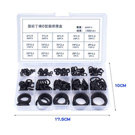 200 Pcs 15 Sizes Rubber Washers - Black Nitrile O Rings, Assorted Rubber Grommets Kitchen Tap Washer for Mixer Taps and Plumbing, Rubber Spacer Gasket Seal O-Ring Kit