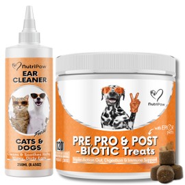 NutriPaw ClearEar Kit For Dogs - Drops to soothe Itchy, Waxy & Smelly Ears - Probiotic Chews for Gut Health, Gunky & Itchy Ears - Stop Head Shaking, Ear Scratching & Rubbing - Great for all dogs