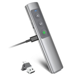 UBUYUONE Presenter [USB C+Wiederaufladbar+Metallgehäuse], kabelloser Präsentationsfernbedienung, Presenter für Präsentationen, Powerpoint Fernbedienung Präsenter für Windows Computer Laptop Mac