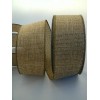 2.5" wired ribbon brown canvas gold metallic thread natural wreath
