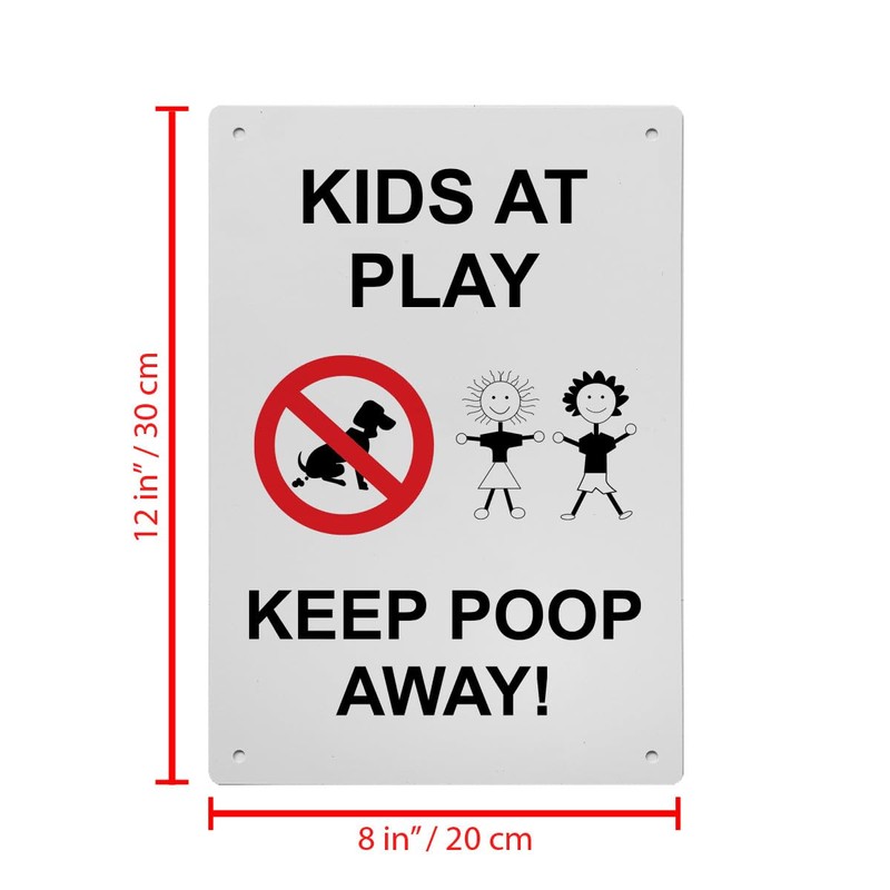 Kids At Play Keep Poop Away! Sign, 8.5 x 11