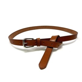 Bellabel Women's Cowhide Leather Belt, Tanned Leather, Thin Belt, Made in Japan, Braun