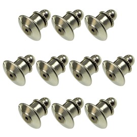 HappyHome Deluxe Round Clutch Pin Badge Catch Clasp Accessory Hardware, Pack of 10 (Silver)