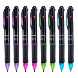 Bribobo 8 Pack Multicolor Ballpoint Pens 4-in-1 0.7mm Colored Retractable Ballpoint Gift Pens for Office School Supplies Students Gift
