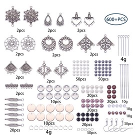 SUNNYCLUE 1 Box DIY 10 Pairs Chandelier Bohemian Earring Making Kit Chandelier Earring Connector Charm Findings Nickel Free, Assorted Beads, Earring Hooks Jewelry Making Supplies Kit, Instruction