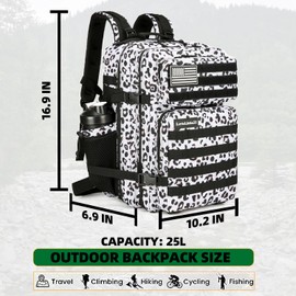 Lovelinks21 25L Tactical Backpack Military Tactical Backpack for Men and Women Small Assault Pack Outdoor Travel Hiking Camping Rucksack with Molle Webbing (White Leopard)