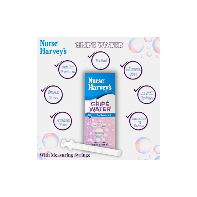 Nurse Harvey's Gripe Water 145ml (Natural Colic, Gas, Wind Relief)
