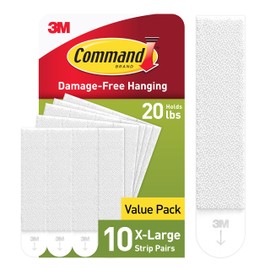 Command 20 lb XL Heavyweight Picture Hanging Strips 10 Pairs (20 Command Strips), Damage-Free Hanging Picture Hangers, Heavy Duty Wall Hanger for Home Decor, White Adhesive