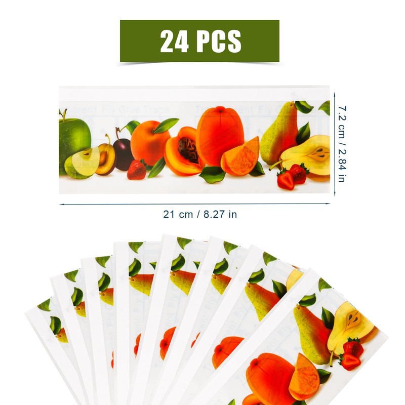24pcs Window Fly Traps Sticker for Indoors, Fruit Styled Transparent