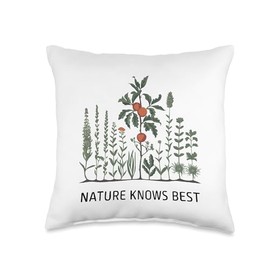 Nature Knows Best Gardening Wild Plants Eco Organic Throw Pillow