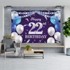 Happy 22nd Birthday Banner Backdrop Navy Blue Balloons Confetti Stripe