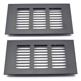 XMHF 150mm x 80mm (6" x 3.15") Aluminum Alloy Rectangular Air Vent Louvered Ventilation Grilles Vents for Wardrobe Shoe Cabinet Black,Pack of 2