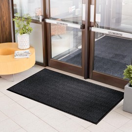 Consolidated Plastics Premiere Brush Dry Entrance Floor Mat with Non-Slip Rubber Backing, Absorbs Water, 37 Oz Heavy Duty Carpet Rug Commercial Grade (4' x 6', Charcoal)