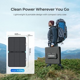 RENOGY REGO 100W Portable Solar Panel, Renogy Solar Panels Lightweight and Durable, 25% High Efficiency, 100 Watt Foldable Solar Panel Charger for Power Station, RV, Camping, Off-Grid, Home Backup
