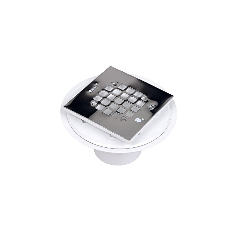 Oatey 42237 PVC Shower Drain with Snap-Tite Square Top Stainless
