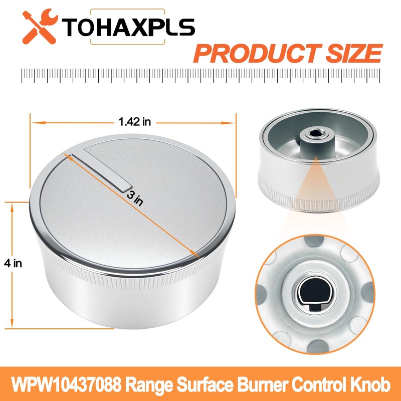 WPW10437088 W10437088 Gas Stove Knobs Replacement for Whirlpool Gas Ranges