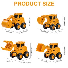 KBIBCK Construction Vehicles Toy, Pack of 4 Sand Toy, Digger Sandpit, Sandpit Toy, Tractor Bulldozer Diecast Vehicle, Children's Construction Site Vehicles, Excavator, for Children from 3 4 5 Years