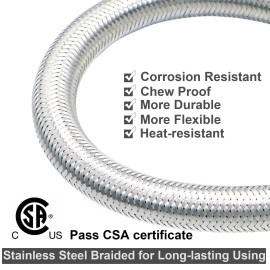 NQN 2 Packs RV Propane Hoses with Gauge,18 Inch Stainless Steel Braided Camper Ta...