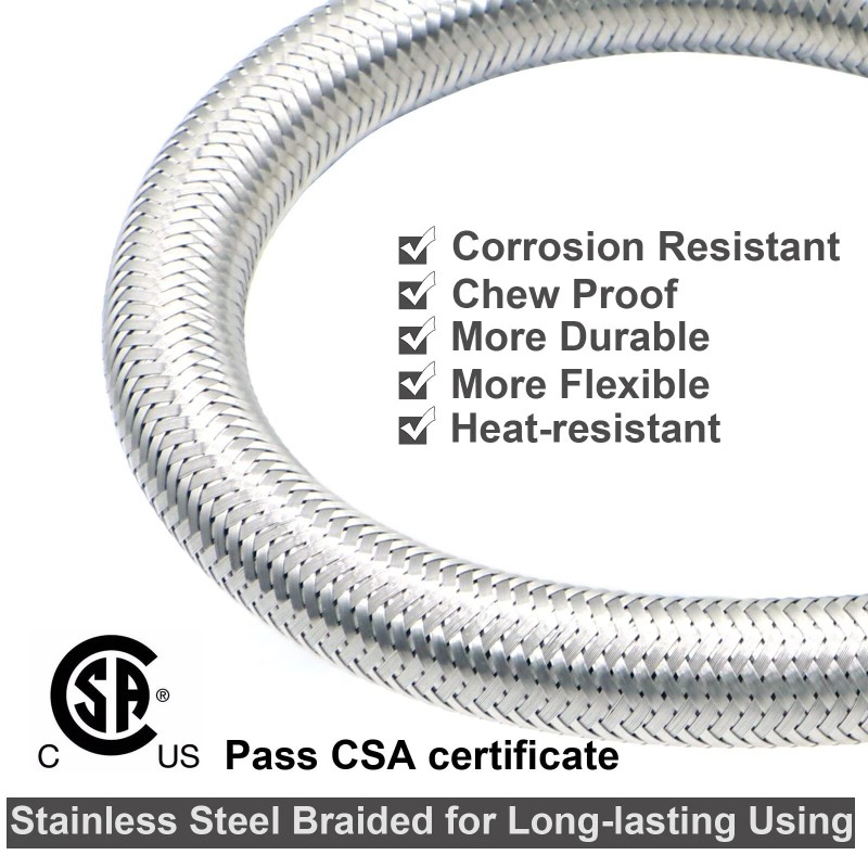 NQN 2 Packs RV Propane Hoses with Gauge,18 Inch Stainless