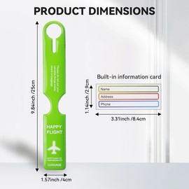 CPCOIN Bag Tags 2 Pack One Piece Long Strip Suitcase Tag Waterproof Flexible PVC Handbag Tags Quickly Identify Travel Accessories Green