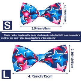 PET SHOW 10 Pack 4th of July Small Dog Bow Ties Sliding Collar Attachments Puppies Cats Patriotic Bowties for Medium Dogs US Flag Bowknots Pet Grooming Accessories for Independence Day