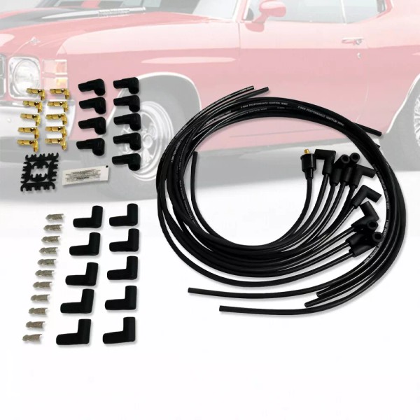 AMORACING 8.5mm Spark Plug Wires 90 Degree Boots Spiral Core