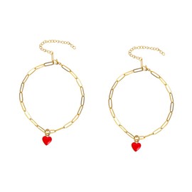 ABOOFAN 2pcs Ankle Chain Heart Charms Anklet Adjustable Foot Bracelet Stylish Red Jewelry for Outfits