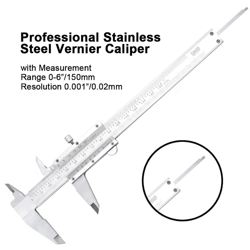 Stainless Steel Vernier Caliper, 150 mm High Precision Stainless Steel