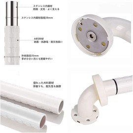 Toilet Handrail, Bath Railing, Toilet Handle, Bathroom Handrail, Nursing Handrail, Bathroom Handrail, Anti-Slip Handle, Anti-Static, Anti-Rust, Antibacterial, Fall Prevention, Elderly, Bathtub, Bathroom, Japanese Instruction Manual Included