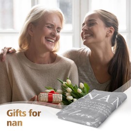 Niyewsor Gifts for Nan, Flannel Blanket Nan Gifts from Grandchildren, Mothers Birthday Day Gifts for Nan, Nanny, Nana, Grandma, Nan Christmas Birthday Gifts (50x60in Gray)