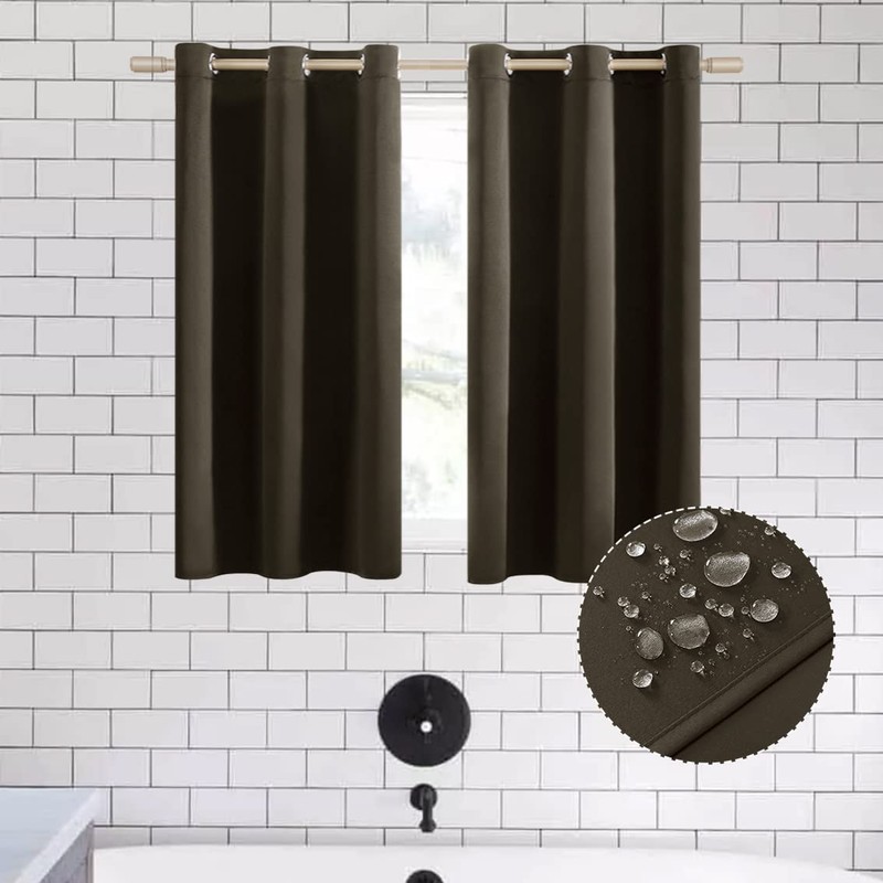 XTMYI Dark Brown Curtains for Living Room,Short Blackout Waterproof Shower