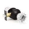 KNOBWELL Modern Round Crystal Door Knobs with Lock, Frosted Glass