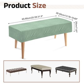 sourcing map Dining Bench Cover, Stretch Piano Long Bench Stool Slipcover, Rectangle Washable Seat Cushion Protector for Living Room, Bedroom and Kitchen, Light Green