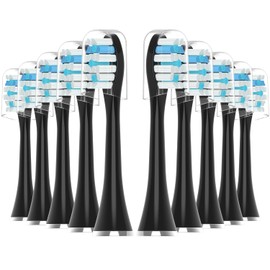 Replacement Toothbrush Heads 10 Pack Compatible with AquaSonic Black Series Vibe Series Black Series pro, and Duo Series pro Electric Toothbrush,Balck
