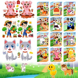 YBCCBY 48 PCS Make-a-face Sticker Sheets, Farm Animal Stickers, Sticker Faces for Kids, DIY Make a Face Stickers, Animal Mix and Match Animals Sticker Sheets, Kids Party Favor Supplies Craft