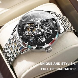 GUANQIN Men's Mechanical Watch - Engraved Series, Fully Automatic, Hollow Design, Luminous, Waterproof, Swiss Quality, Chinese Trend Watch