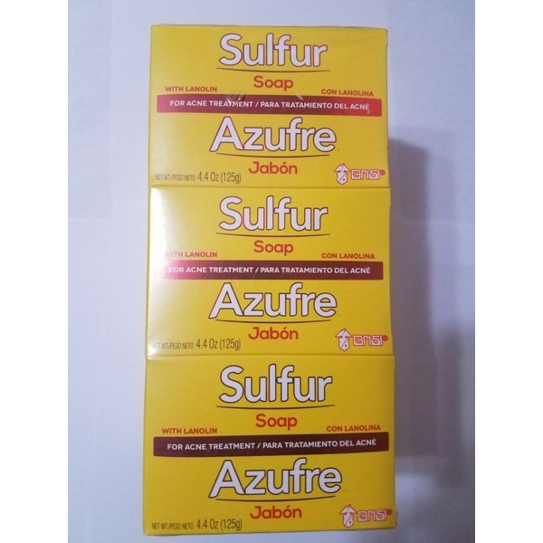 GRISI 12 BARS SULFUR SOAP WITH LANOLIN FOR ACNE TREATMENT GRISI  NET WT 4.4 OZ EACH
