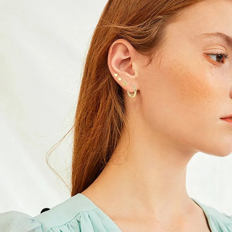 12pare Aretes De Acero quirúrgico Mujer Arracadas Piercing Cartílago AGEDBAFCH