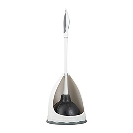 Superio Plunger with Holder Grey, Comfort Grip, Sink and Toilet Plunger, Matching Caddy, Clean Bathroom, Heavy Duty
