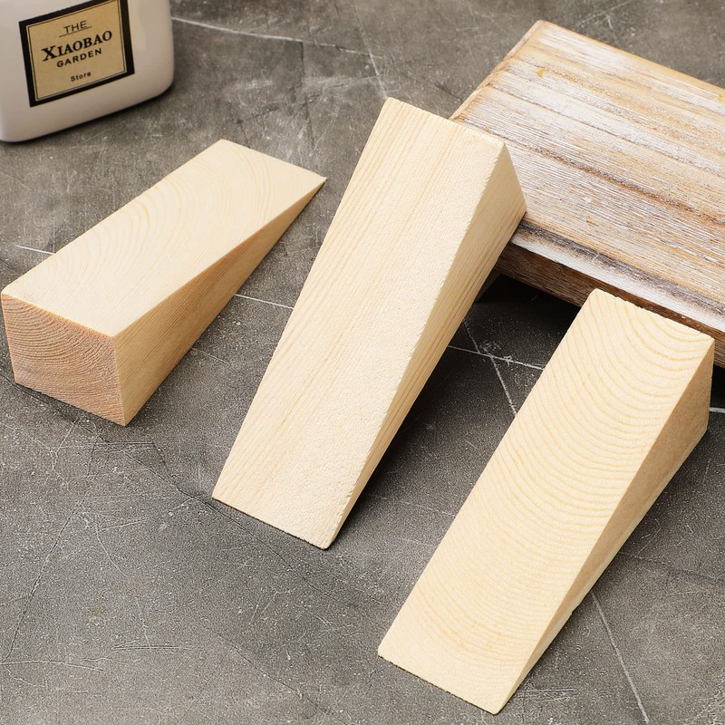 6 Pcs Wooden Door Stopper Wedge Non Slip Firefighter Wood