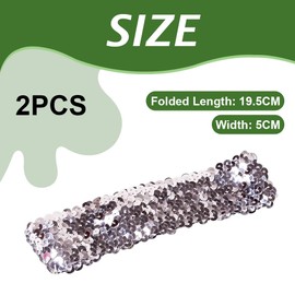2PCS Elastic Sparkly Headband 5cm Wide Sliver Sequin Headbands For Women,Non-Slip Glitter Sport Headband