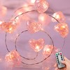 Valentine's Day Pink Heart Mini String Lights - 10.5 Feet 30 LED Battery Operated Mini Fairy Lights with 8 Modes Timer Remote Waterproof for Outdoor Indoor Bedroom Patio Wedding Decoration